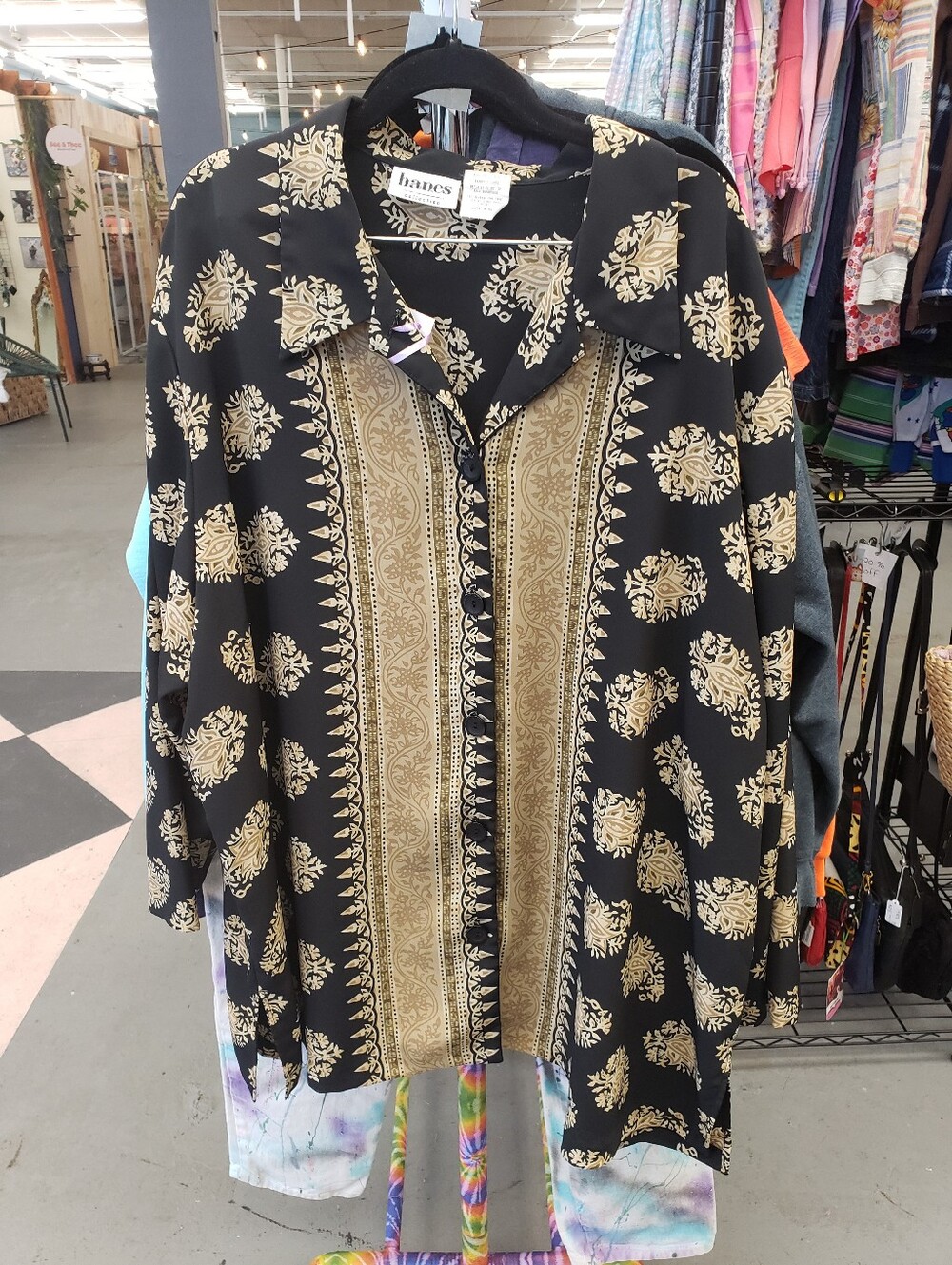 Vintage 1990s Patterned Button Up Blouse